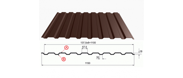 Профнастил коричневый оцинкованный  RAL 8017 С-20 купить недорого в Волоколамске