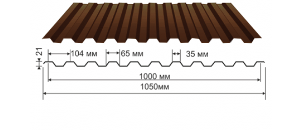Профнастил коричневый оцинкованный  RAL 8017 С-21 купить недорого в Волоколамске